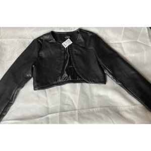Faux leather bolero jacket